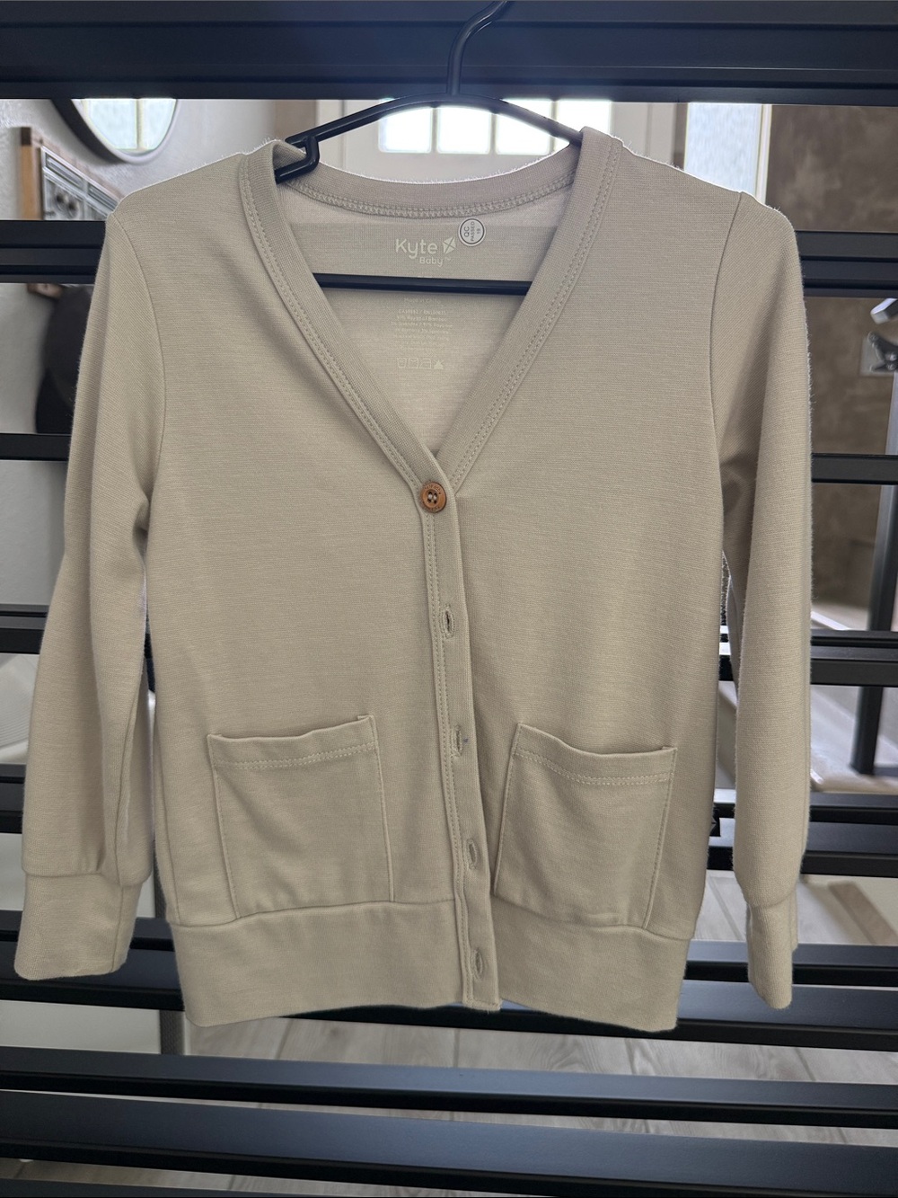 Kyte BABY Grey Beige V-Neck Button Front Cardigan Super Soft NWOT
